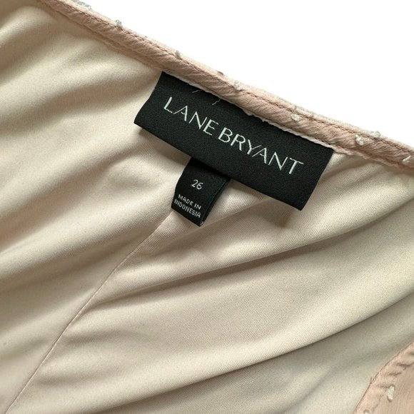 Lane Bryant Womens Blouse Size 26 Baby Pink Cold Shoulders Lined Elastic Waist - Picture 13 of 14